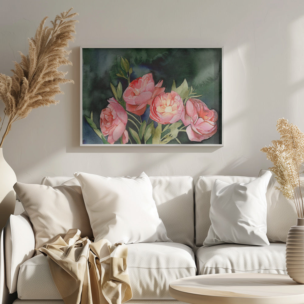 Dark Blooms - Stretched Canvas, Poster or Fine Art Print I Heart Wall Art