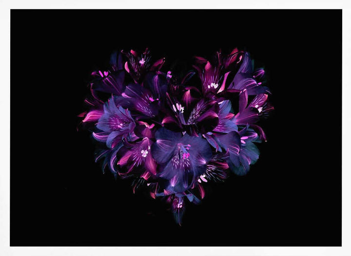 Dark Floral Heart - Photographic Stretched Canvas Poster or Fine Art Print