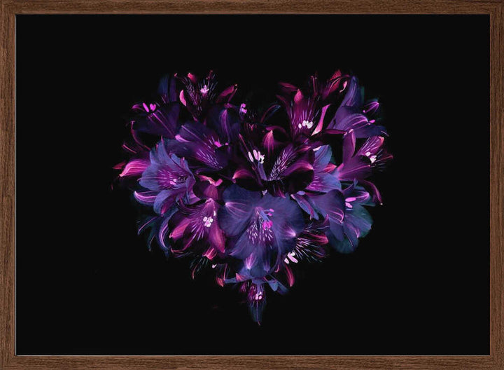 Dark Floral Heart - Photographic Stretched Canvas Poster or Fine Art Print