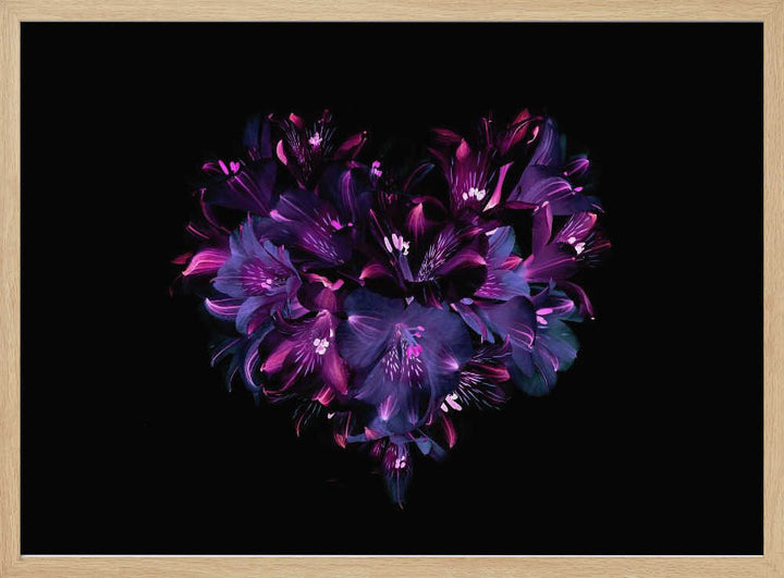 Dark Floral Heart - Photographic Stretched Canvas Poster or Fine Art Print