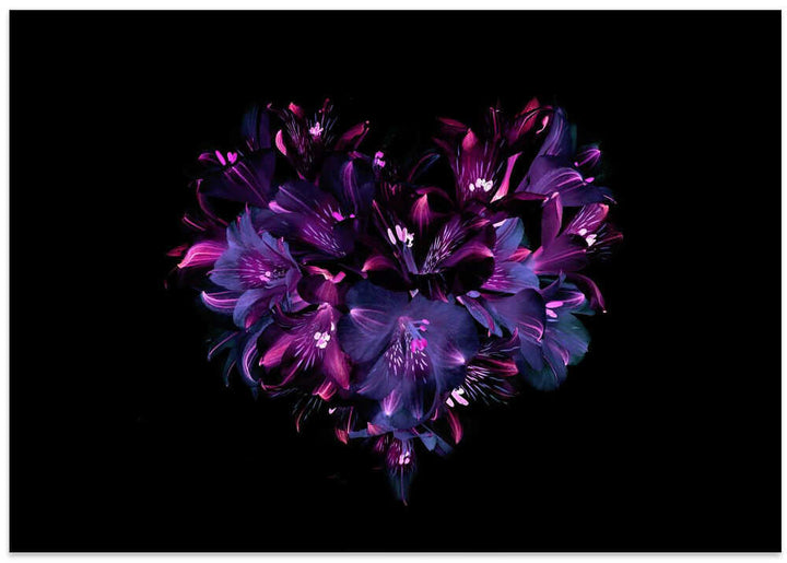 Dark Floral Heart - Photographic Stretched Canvas Poster or Fine Art Print
