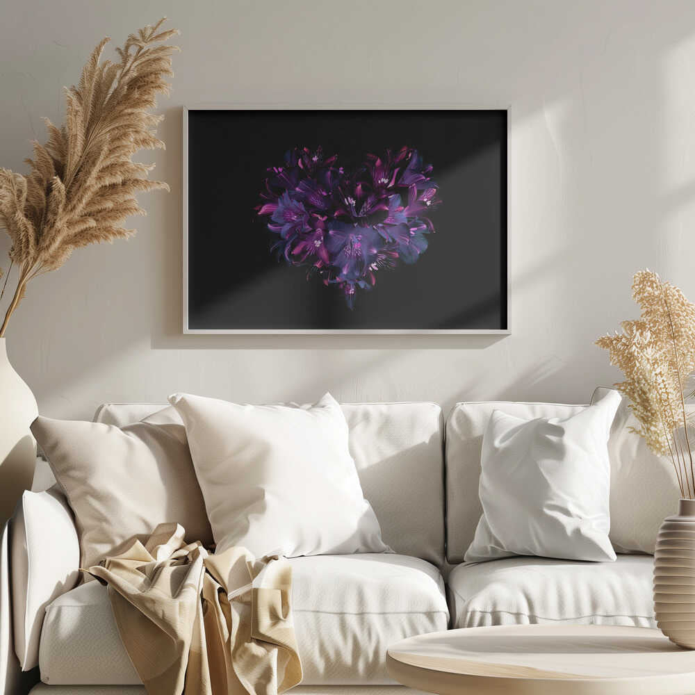 Dark Floral Heart - Photographic Stretched Canvas Poster or Fine Art Print
