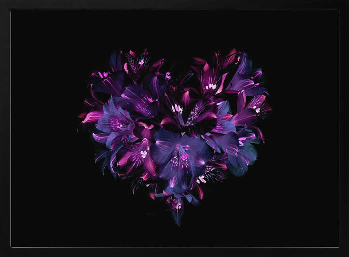 Dark Floral Heart - Photographic Stretched Canvas Poster or Fine Art Print
