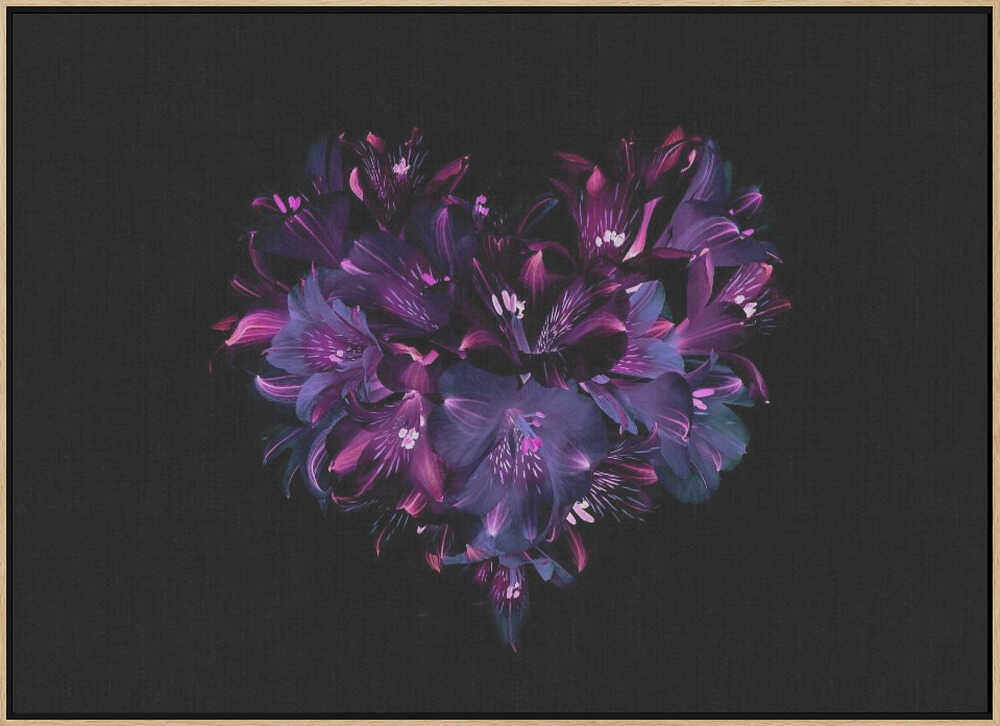 Dark Floral Heart - Photographic Stretched Canvas Poster or Fine Art Print