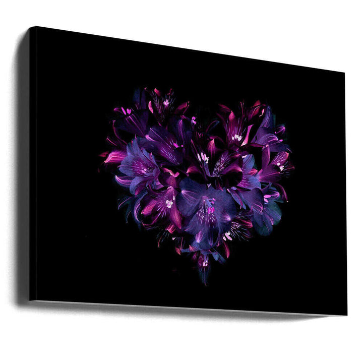 Dark Floral Heart - Photographic Stretched Canvas Poster or Fine Art Print