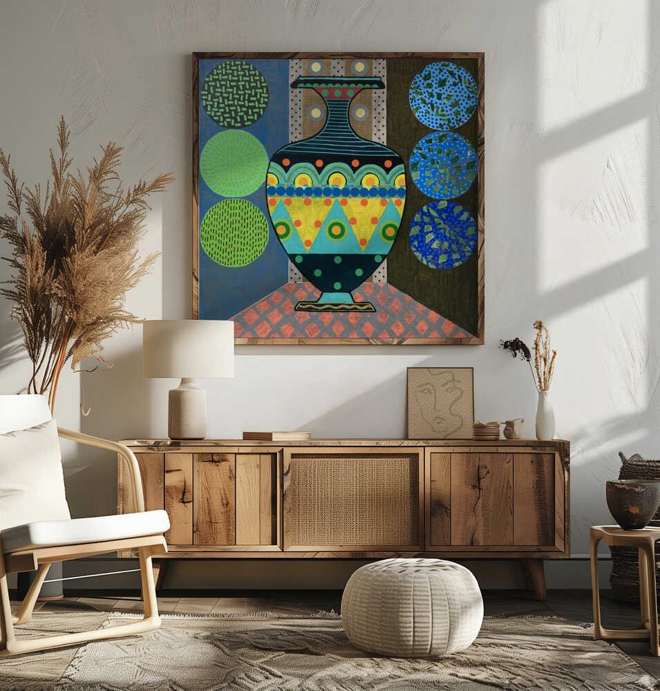 Dark Green Vase - Square Stretched Canvas, Poster or Fine Art Print - I Heart Wall Art - Poster Print, Canvas Print or Framed Art Print