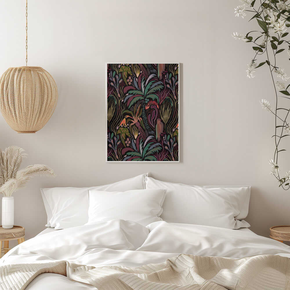 Dark Tropical Jungle Pattern - Stretched Canvas, Poster or Fine Art Print - I Heart Wall Art - Poster Print, Canvas Print or Framed Art Print