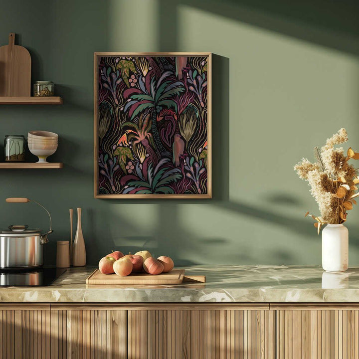Dark Tropical Jungle Pattern - Stretched Canvas, Poster or Fine Art Print - I Heart Wall Art - Poster Print, Canvas Print or Framed Art Print