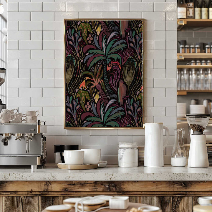 Dark Tropical Jungle Pattern - Stretched Canvas, Poster or Fine Art Print - I Heart Wall Art - Poster Print, Canvas Print or Framed Art Print