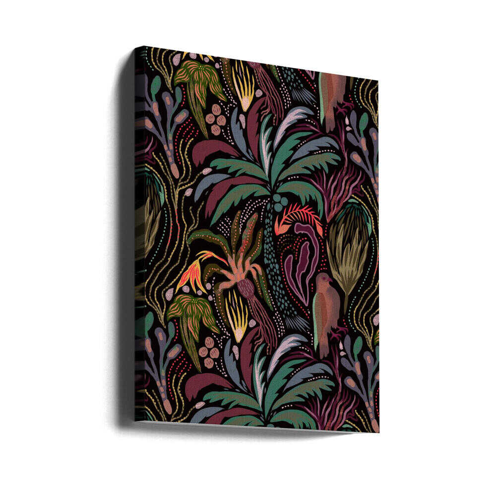 Dark Tropical Jungle Pattern - Stretched Canvas, Poster or Fine Art Print - I Heart Wall Art - Poster Print, Canvas Print or Framed Art Print