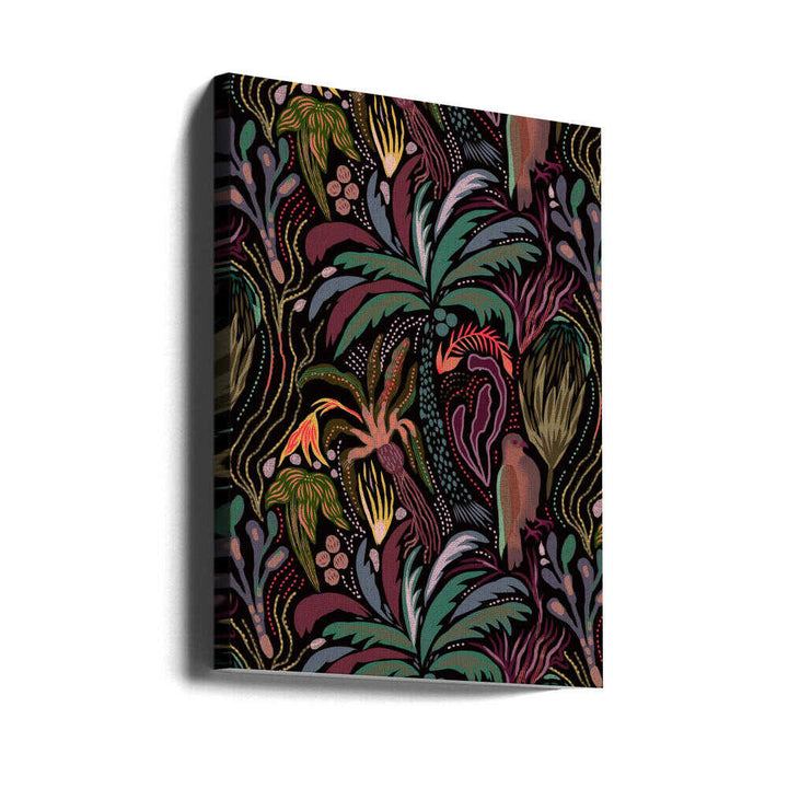 Dark Tropical Jungle Pattern - Stretched Canvas, Poster or Fine Art Print - I Heart Wall Art - Poster Print, Canvas Print or Framed Art Print