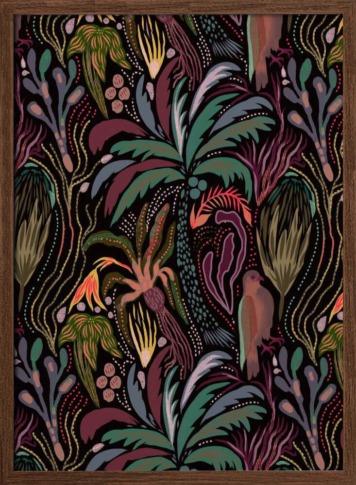Dark Tropical Jungle Pattern - Stretched Canvas, Poster or Fine Art Print - I Heart Wall Art - Poster Print, Canvas Print or Framed Art Print
