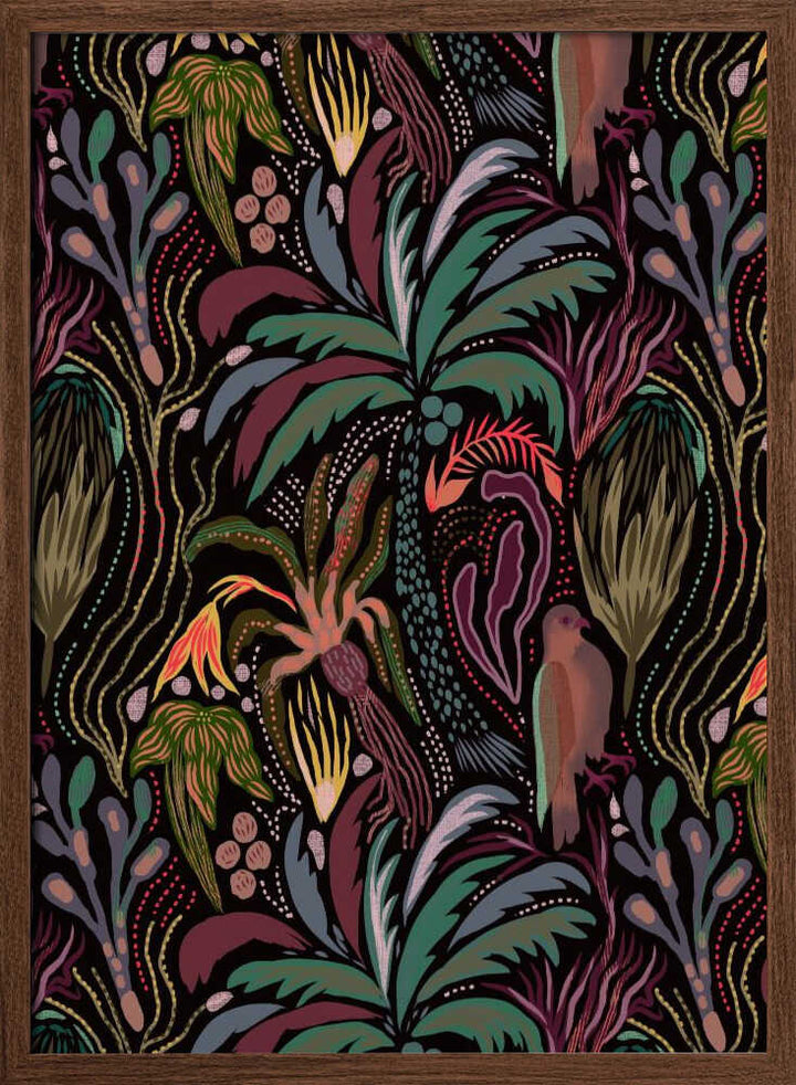 Dark Tropical Jungle Pattern - Stretched Canvas, Poster or Fine Art Print - I Heart Wall Art - Poster Print, Canvas Print or Framed Art Print