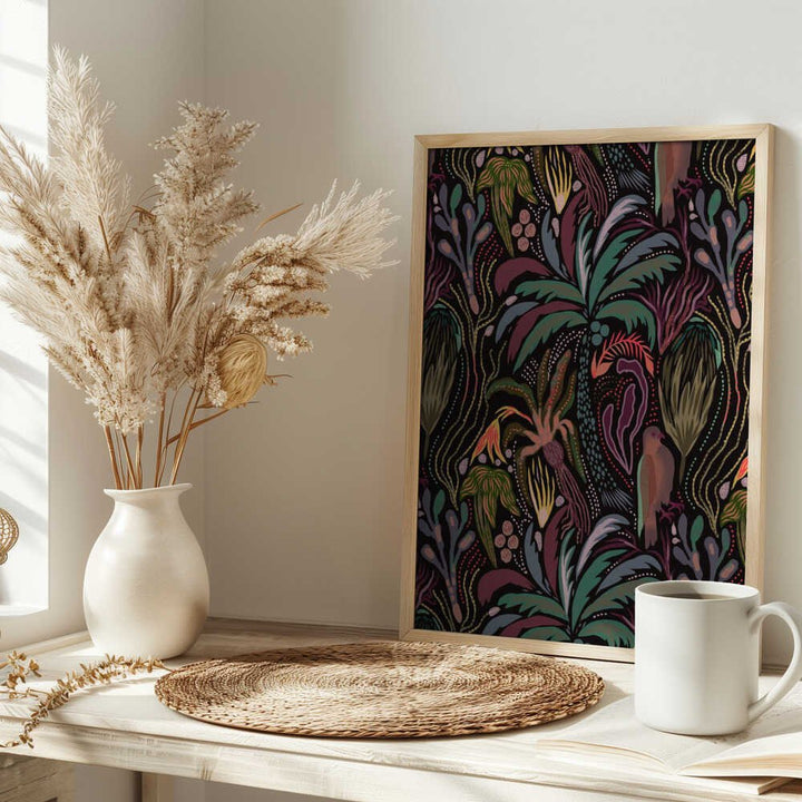Dark Tropical Jungle Pattern - Stretched Canvas, Poster or Fine Art Print - I Heart Wall Art - Poster Print, Canvas Print or Framed Art Print