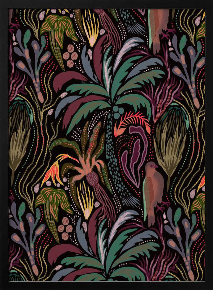 Dark Tropical Jungle Pattern - Stretched Canvas, Poster or Fine Art Print - I Heart Wall Art - Poster Print, Canvas Print or Framed Art Print