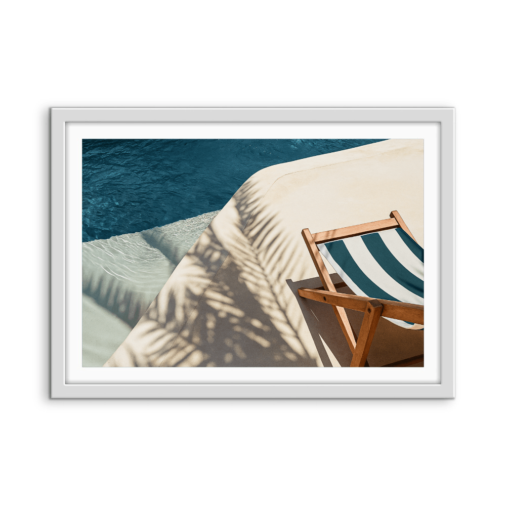 Deck Chair - Blue Beach Coastal Wall Art or Canvas Print - I Heart Wall Art - Poster Print, Canvas Print or Framed Art Print