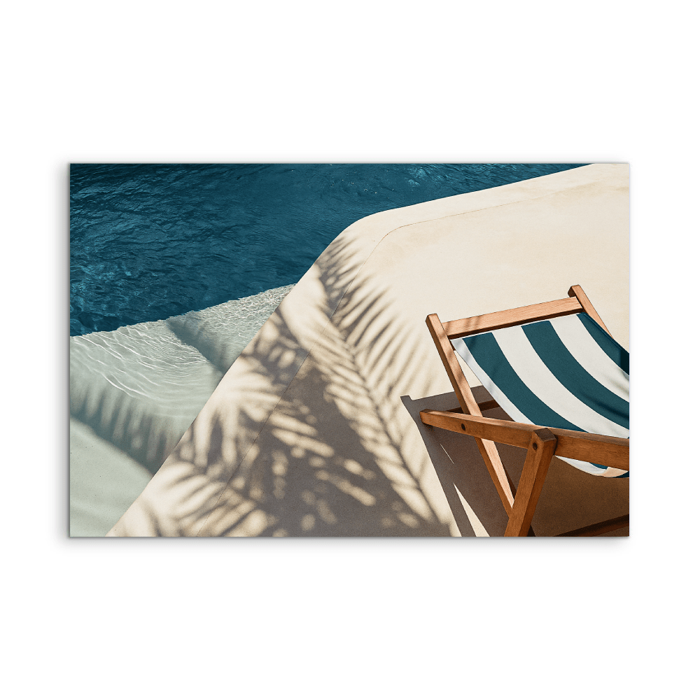 Deck Chair - Blue Beach Coastal Wall Art or Canvas Print - I Heart Wall Art - Poster Print, Canvas Print or Framed Art Print