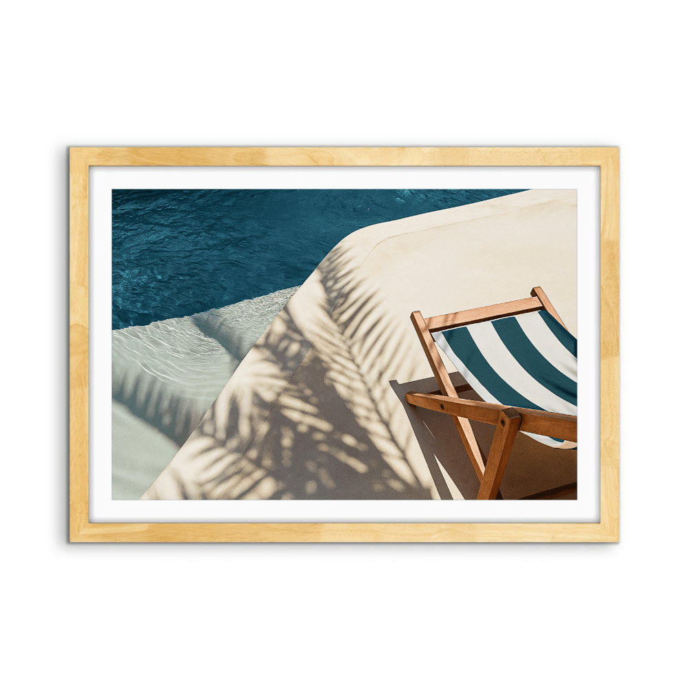 Deck Chair - Blue Beach Coastal Wall Art or Canvas Print - I Heart Wall Art - Poster Print, Canvas Print or Framed Art Print