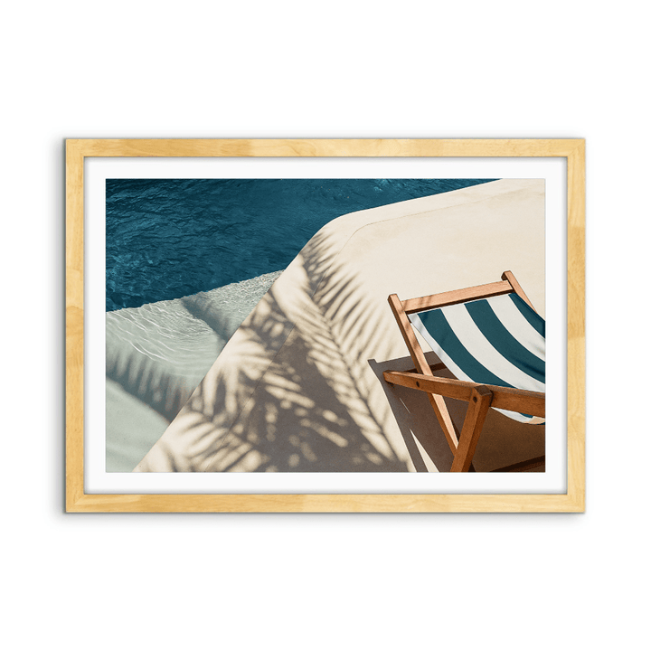 Deck Chair - Blue Beach Coastal Wall Art or Canvas Print - I Heart Wall Art - Poster Print, Canvas Print or Framed Art Print