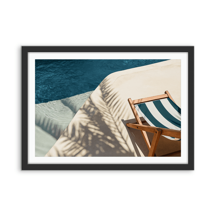 Deck Chair - Blue Beach Coastal Wall Art or Canvas Print - I Heart Wall Art - Poster Print, Canvas Print or Framed Art Print
