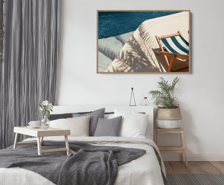 Deck Chair - Blue Beach Coastal Wall Art or Canvas Print - I Heart Wall Art - Poster Print, Canvas Print or Framed Art Print