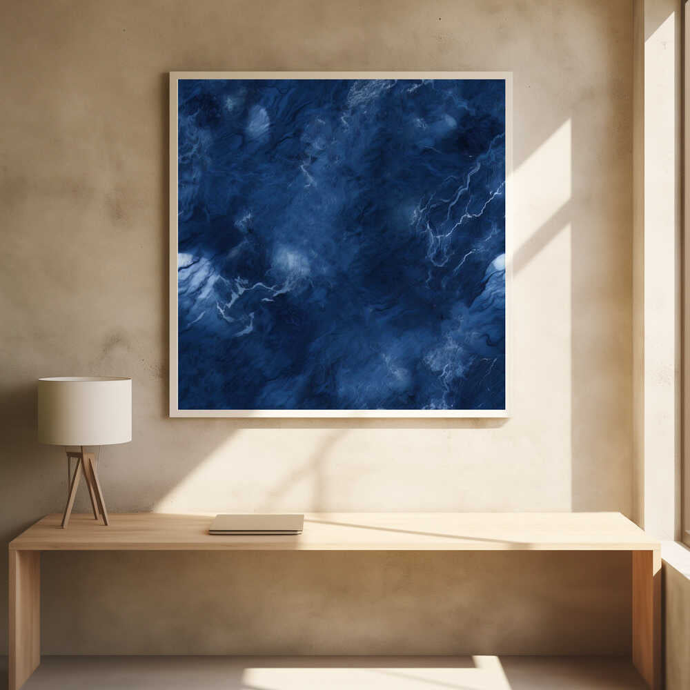 Deep Blue Abstract Swirl - Square Stretched Canvas, Poster or Fine Art Print - I Heart Wall Art - Poster Print, Canvas Print or Framed Art Print