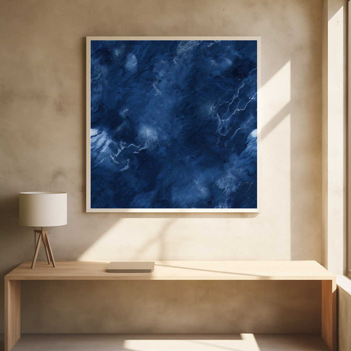Deep Blue Abstract Swirl - Square Stretched Canvas, Poster or Fine Art Print - I Heart Wall Art - Poster Print, Canvas Print or Framed Art Print