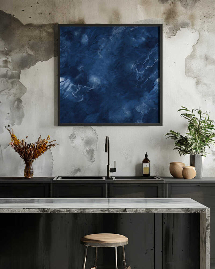Deep Blue Abstract Swirl - Square Stretched Canvas, Poster or Fine Art Print - I Heart Wall Art - Poster Print, Canvas Print or Framed Art Print