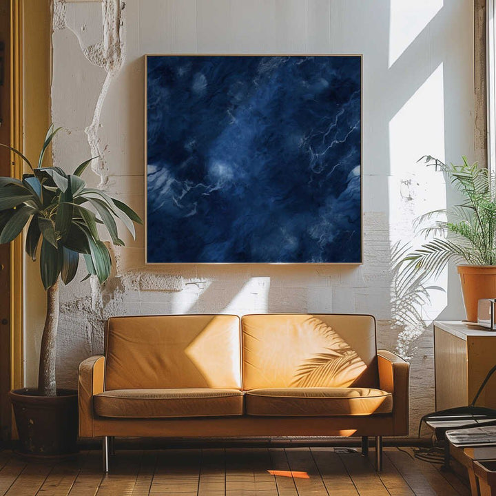 Deep Blue Abstract Swirl - Square Stretched Canvas, Poster or Fine Art Print - I Heart Wall Art - Poster Print, Canvas Print or Framed Art Print