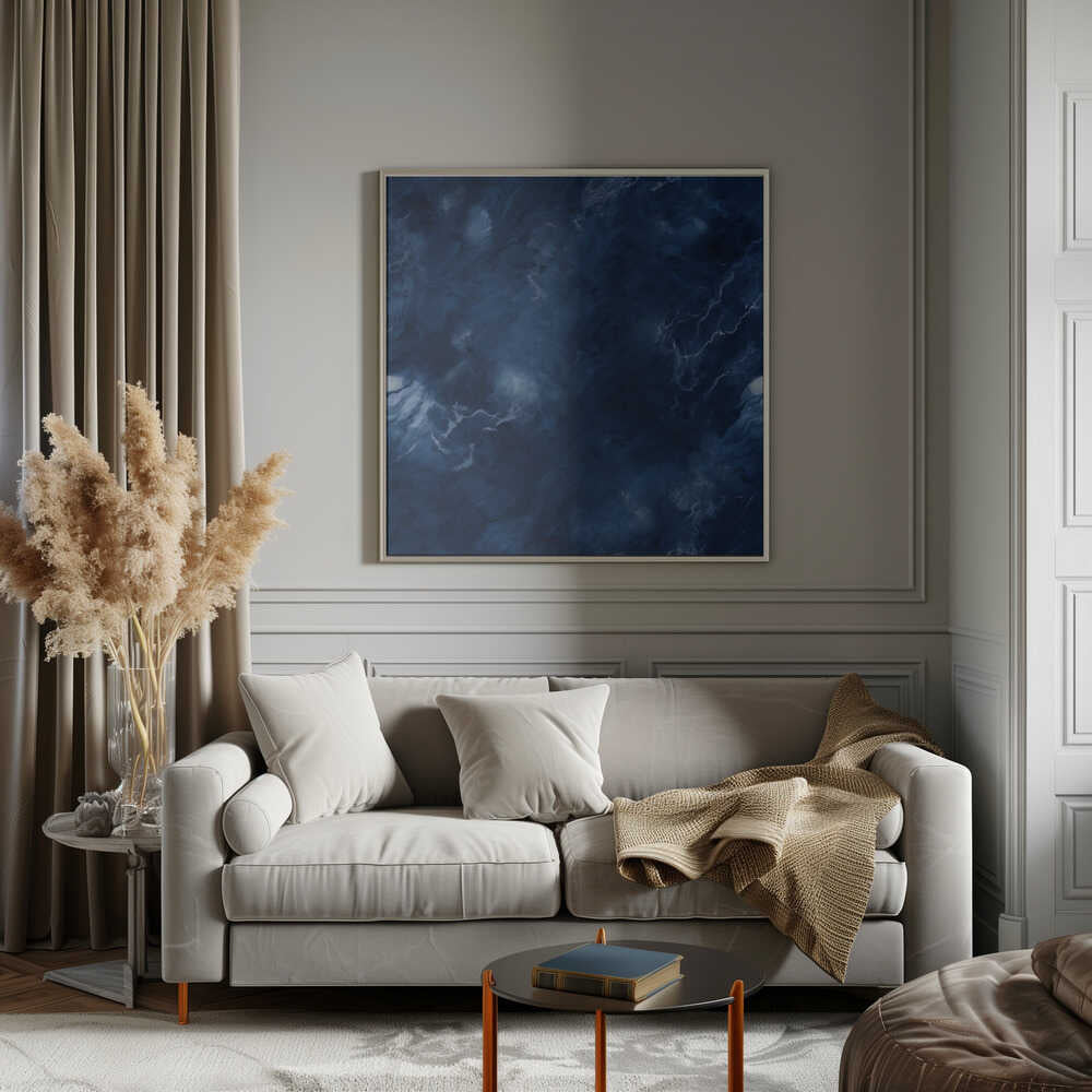Deep Blue Abstract Swirl - Square Stretched Canvas, Poster or Fine Art Print - I Heart Wall Art - Poster Print, Canvas Print or Framed Art Print