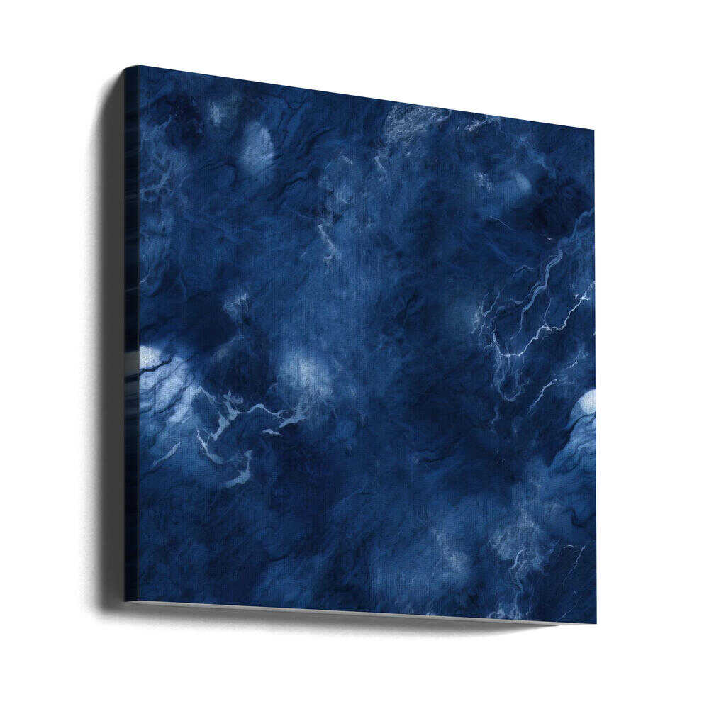 Deep Blue Abstract Swirl - Square Stretched Canvas, Poster or Fine Art Print - I Heart Wall Art - Poster Print, Canvas Print or Framed Art Print