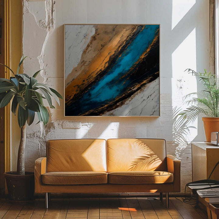 Deep Blue Canyon Flow - Square Stretched Canvas, Poster or Fine Art Print - I Heart Wall Art - Poster Print, Canvas Print or Framed Art Print
