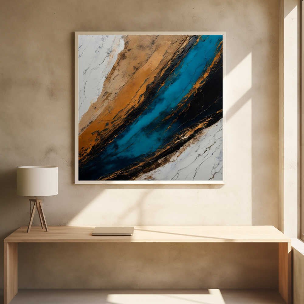 Deep Blue Canyon Flow - Square Stretched Canvas, Poster or Fine Art Print - I Heart Wall Art - Poster Print, Canvas Print or Framed Art Print