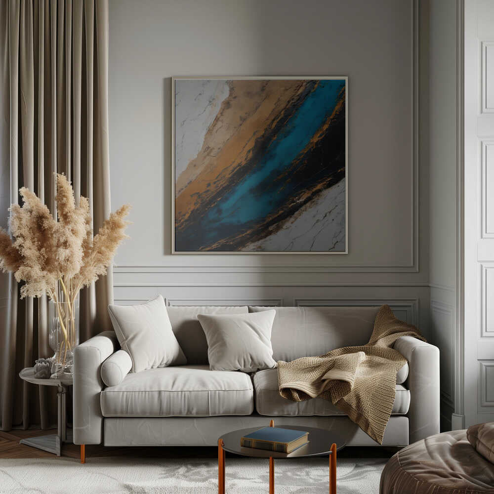 Deep Blue Canyon Flow - Square Stretched Canvas, Poster or Fine Art Print - I Heart Wall Art - Poster Print, Canvas Print or Framed Art Print