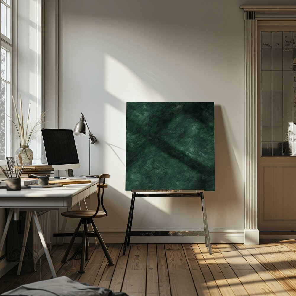 Deep Green Marble - Square Stretched Canvas, Poster or Fine Art Print - I Heart Wall Art - Poster Print, Canvas Print or Framed Art Print