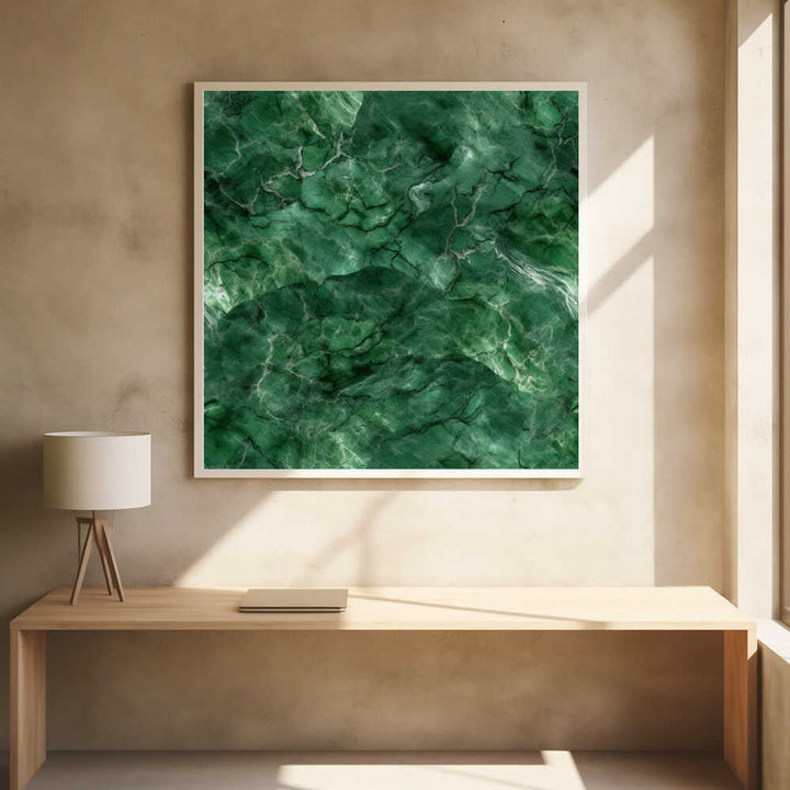 Deep Green Marble - Square Stretched Canvas, Poster or Fine Art Print - I Heart Wall Art - Poster Print, Canvas Print or Framed Art Print