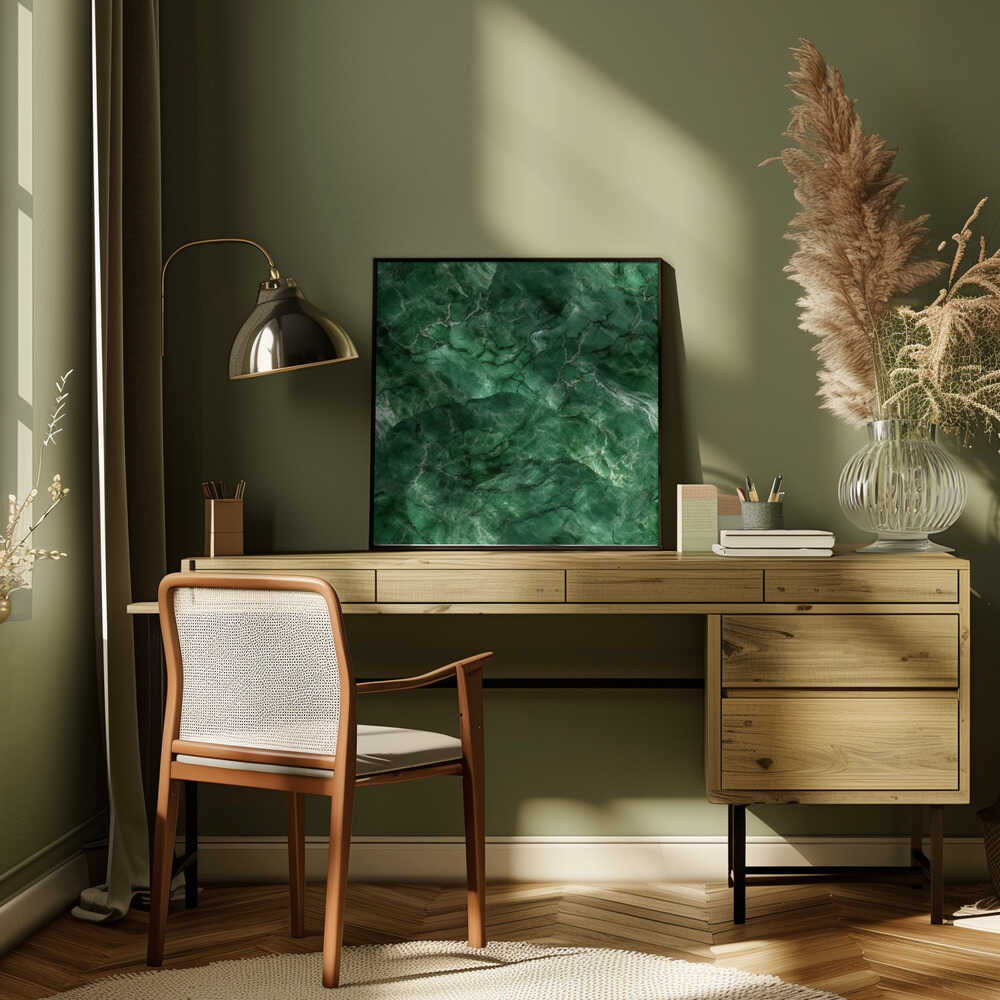 Deep Green Marble - Square Stretched Canvas, Poster or Fine Art Print - I Heart Wall Art - Poster Print, Canvas Print or Framed Art Print