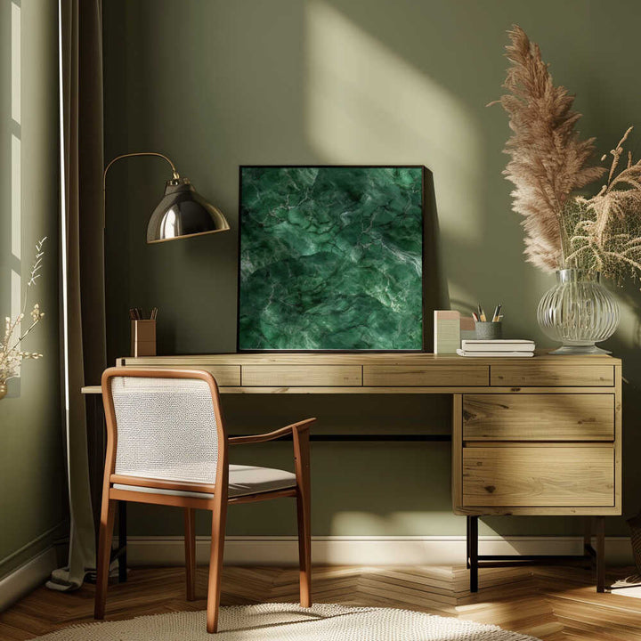 Deep Green Marble - Square Stretched Canvas, Poster or Fine Art Print - I Heart Wall Art - Poster Print, Canvas Print or Framed Art Print