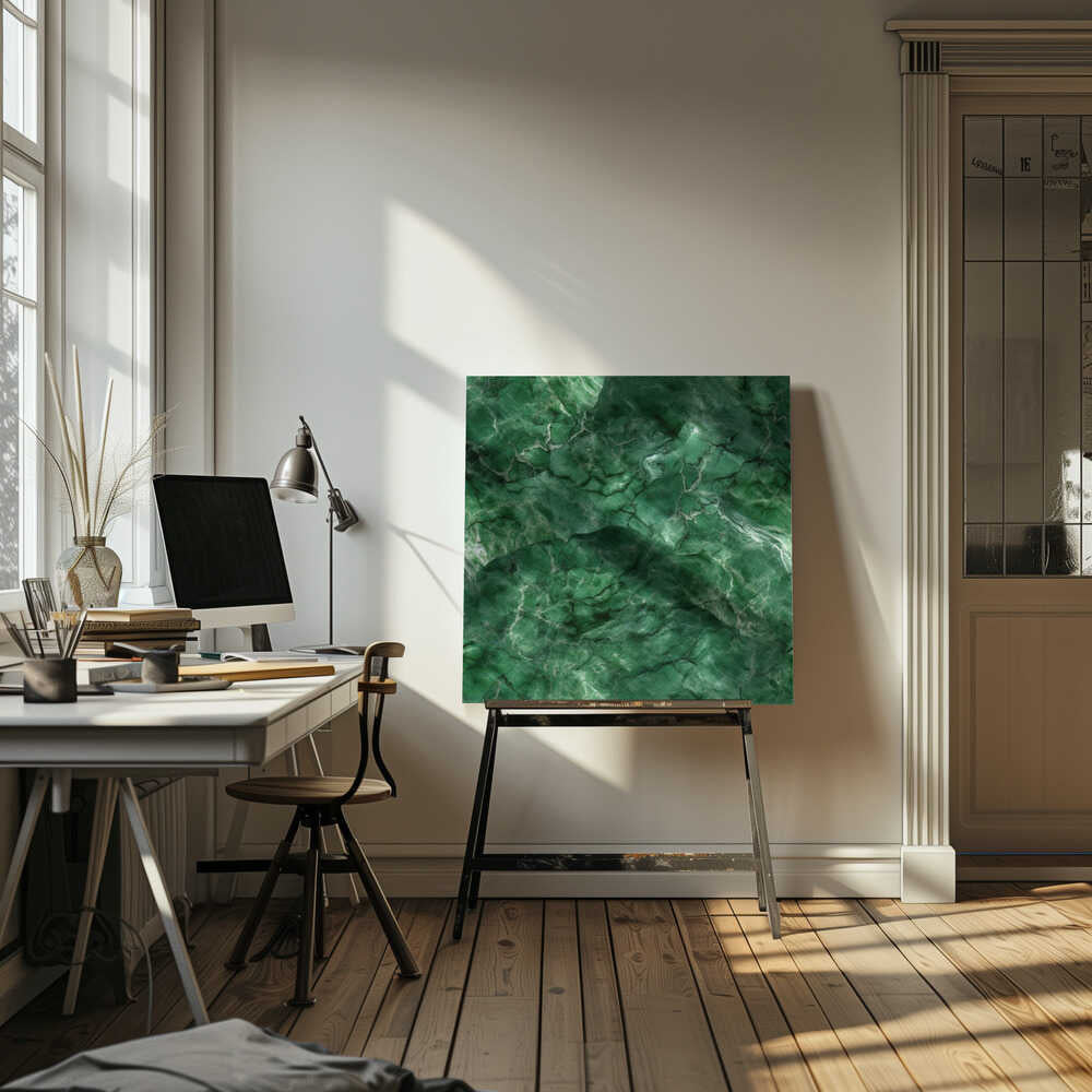 Deep Green Marble - Square Stretched Canvas, Poster or Fine Art Print - I Heart Wall Art - Poster Print, Canvas Print or Framed Art Print