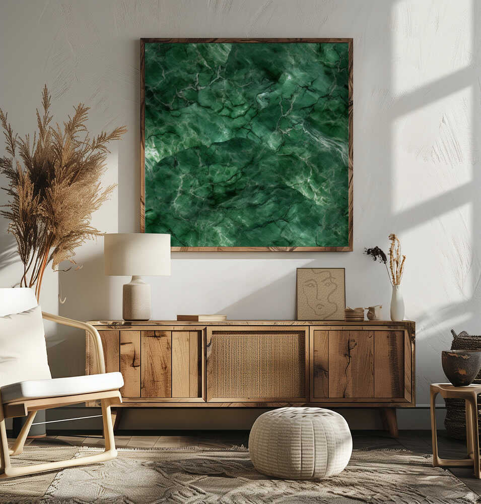 Deep Green Marble - Square Stretched Canvas, Poster or Fine Art Print - I Heart Wall Art - Poster Print, Canvas Print or Framed Art Print