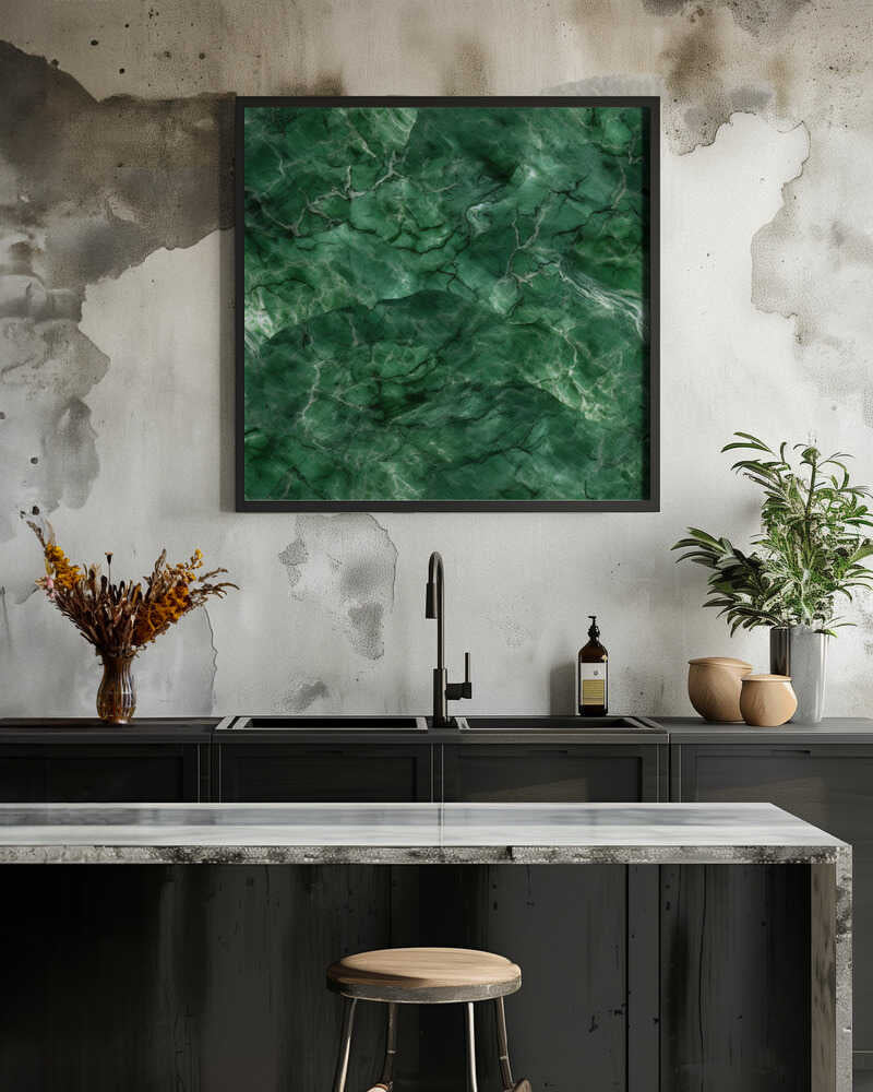 Deep Green Marble - Square Stretched Canvas, Poster or Fine Art Print - I Heart Wall Art - Poster Print, Canvas Print or Framed Art Print