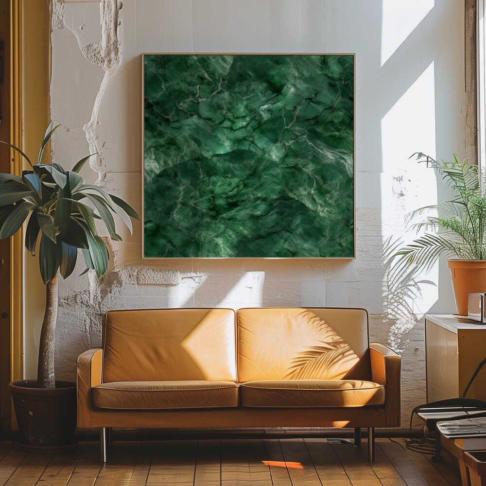 Deep Green Marble - Square Stretched Canvas, Poster or Fine Art Print - I Heart Wall Art - Poster Print, Canvas Print or Framed Art Print