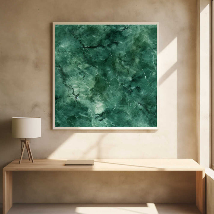 Deep Green Marble Texture - Square Stretched Canvas, Poster or Fine Art Print - I Heart Wall Art - Poster Print, Canvas Print or Framed Art Print