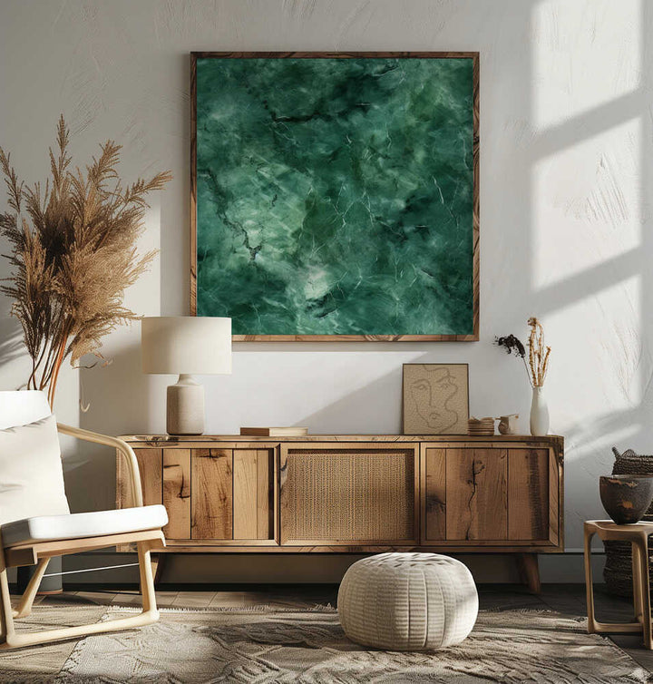 Deep Green Marble Texture - Square Stretched Canvas, Poster or Fine Art Print - I Heart Wall Art - Poster Print, Canvas Print or Framed Art Print