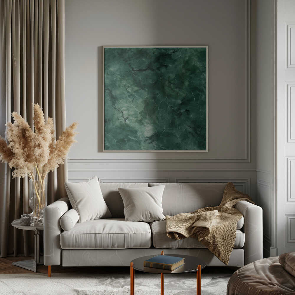 Deep Green Marble Texture - Square Stretched Canvas, Poster or Fine Art Print - I Heart Wall Art - Poster Print, Canvas Print or Framed Art Print