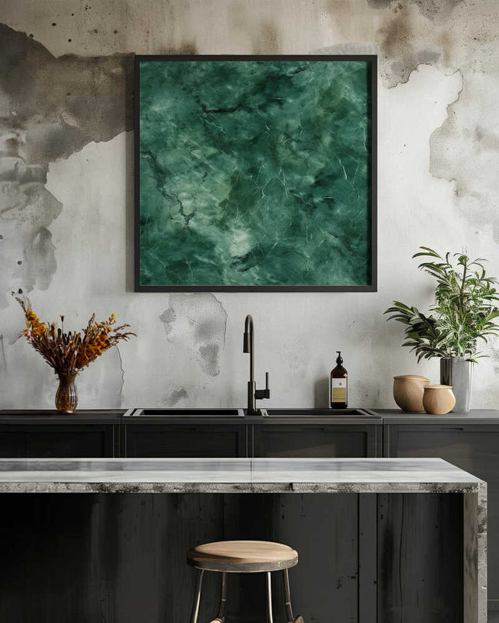 Deep Green Marble Texture - Square Stretched Canvas, Poster or Fine Art Print - I Heart Wall Art - Poster Print, Canvas Print or Framed Art Print