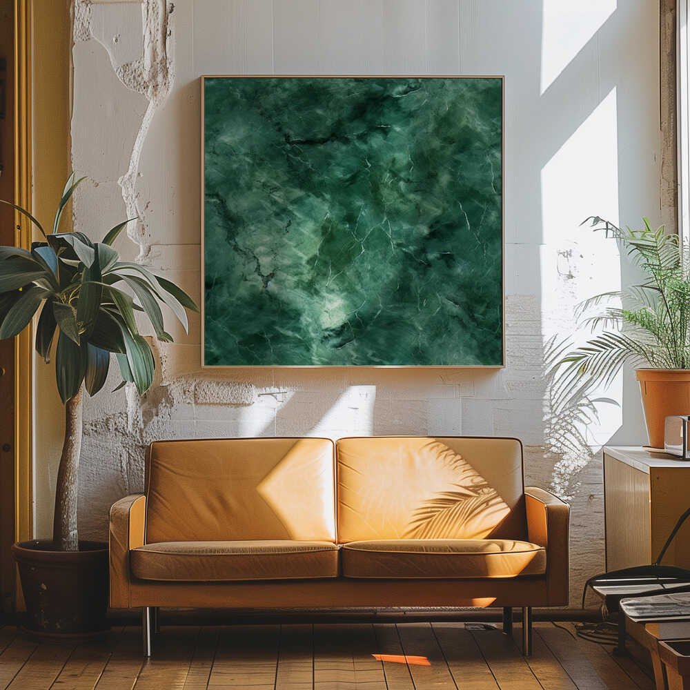 Deep Green Marble Texture - Square Stretched Canvas, Poster or Fine Art Print - I Heart Wall Art - Poster Print, Canvas Print or Framed Art Print