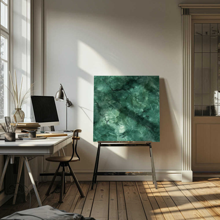 Deep Green Marble Texture - Square Stretched Canvas, Poster or Fine Art Print - I Heart Wall Art - Poster Print, Canvas Print or Framed Art Print