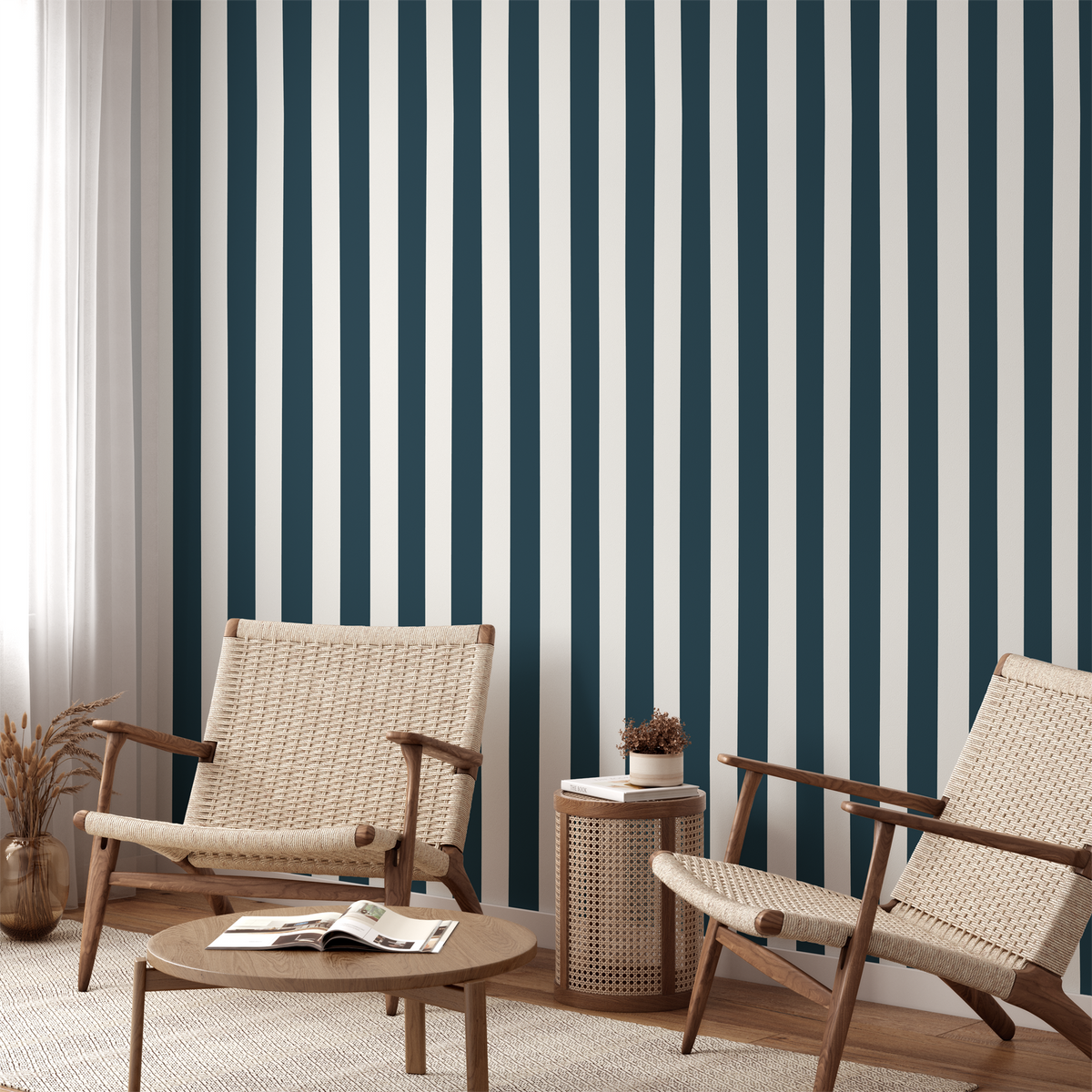 Deep Ocean Striped Removable Peel and Stick or Soak Wallpaper