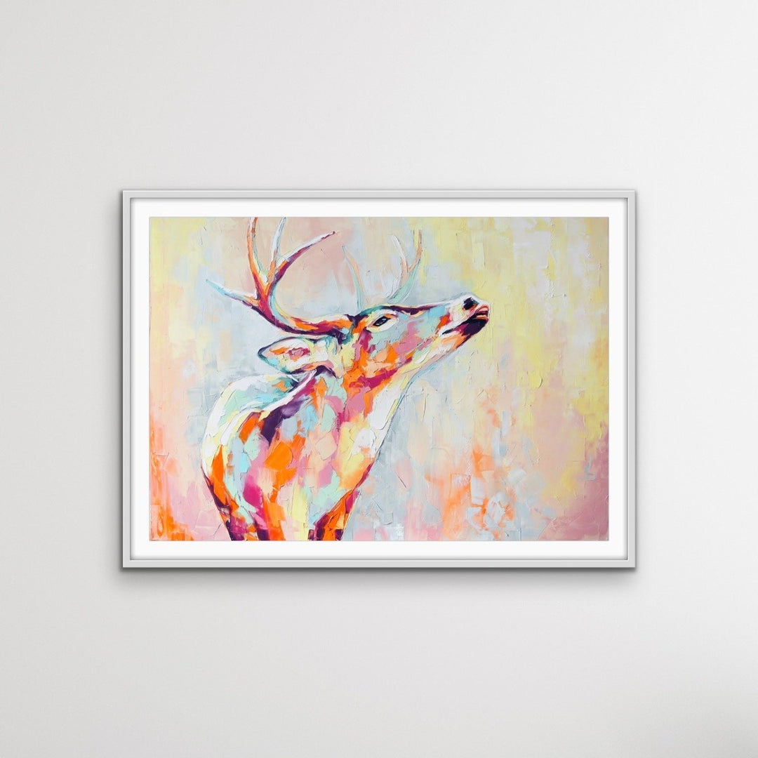 Deer - Colourful Deer Abstract Print On Canvas Or Paper - I Heart Wall Art